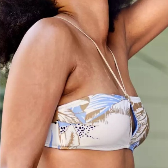 Aerie Swim Bandeau tropical glitter gold halter bikini SET top bottom  XL - Picture 12 of 16